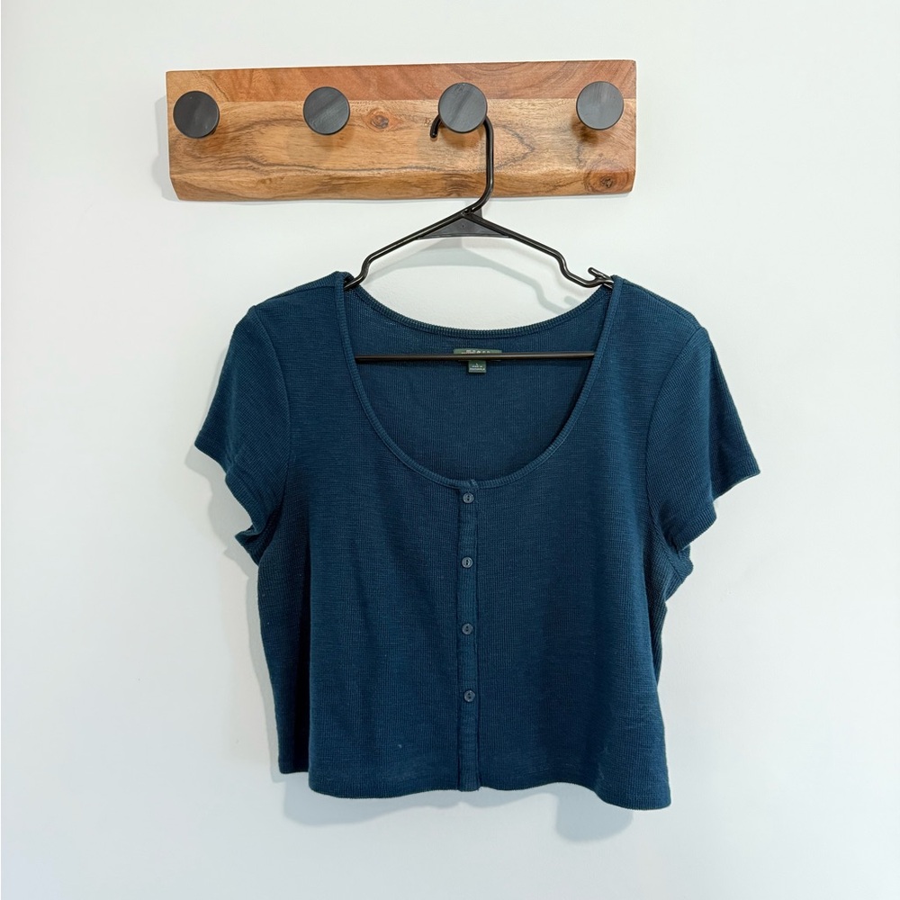 Wild Fable Dark Teal Short Sleeve Crop Top